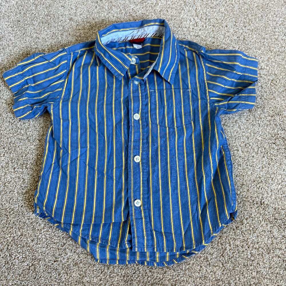baby GAP Toddler Boys 3T Cotton Blue Short Sleeve Shirt Stripped